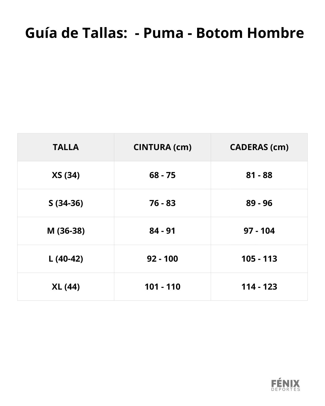 Guía de tallas