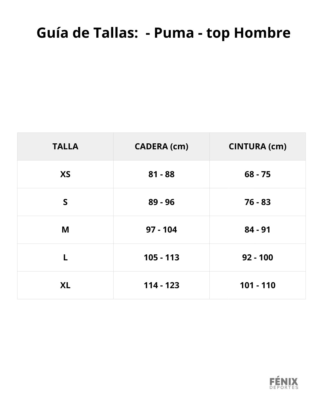 Guía de tallas